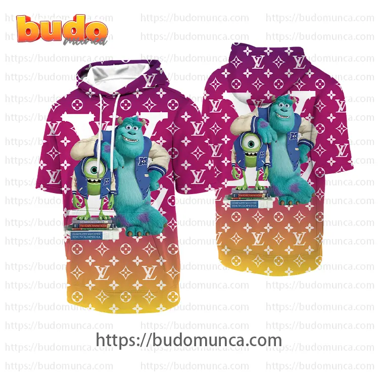 Louisvuitton and monsters university movie v3 hooded short sleeve t-shirt gift uninque for kid man women